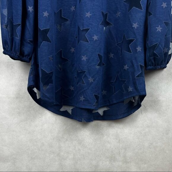 -Venus Long Sleeve Blue Star Mesh Top - Picture 8 of 10
